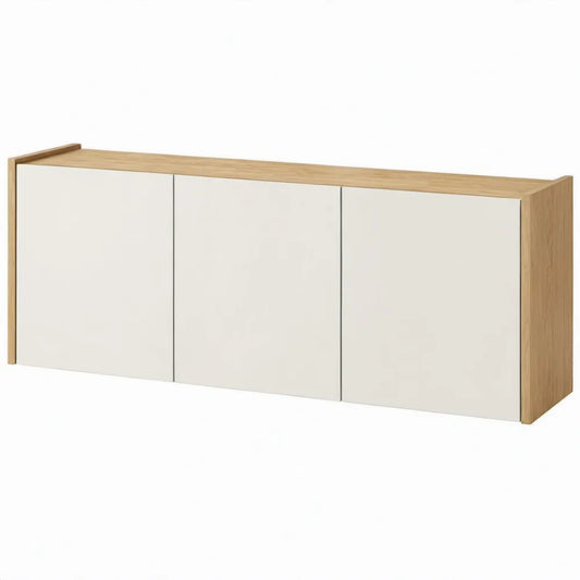 Opbergkast met 3 deuren, 160 x 40 x 70 cm, wit en eikenkleurig