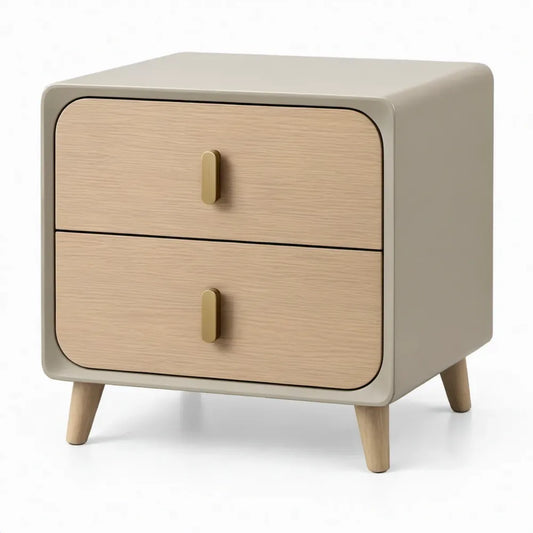 Nachtkastje met 2 lades 45 x 35 x 55 cm Beige Licht Eiken Goudkleurig