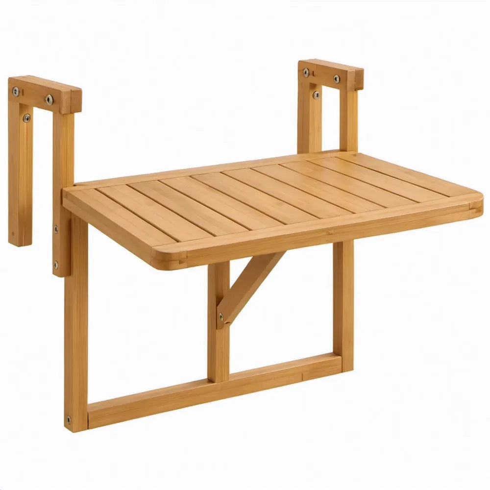 Wandklaptafel van massief bamboe, naturel, 100 x 50 x 50 cm